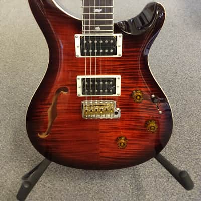 New 2025 PRS Paul Reed Smith SE Custom 24 Semi-Hollow Piezo Electric Guitar - Orange Tiger Smokeburst with PRS SE Gigbag image 1