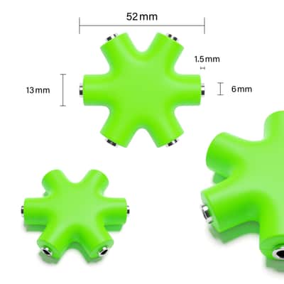 ExcelValley [Green] Mono Patch Cable Splitter Hub 6 Port 5 Way TS 3.5mm 1/8" Modular Synth Eurorack image 2
