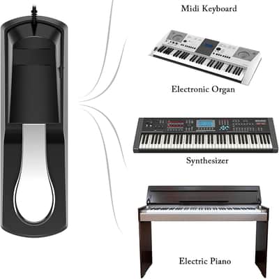 Sustain Pedal for Keyboard, Piano Foot Pedal with Polarity Switch for Electronic Keyboards, MIDI Keyboards, Digital Pianos, Yamaha, Roland, Korg, Behringer, Moog image 4
