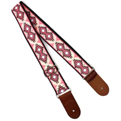 Walker & Williams H-35 Vintage Series Pink & White Southwest Diamond Design With Thick Leather Ends image 5