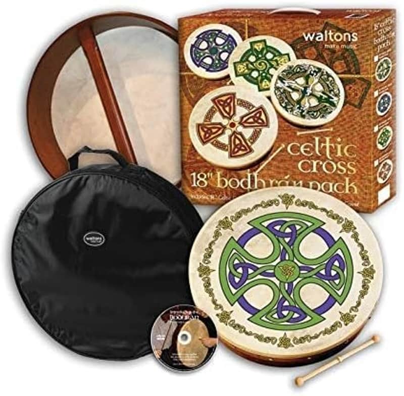 Waltons 18" Bodhran Starter Pack, Brosna Cross image 1
