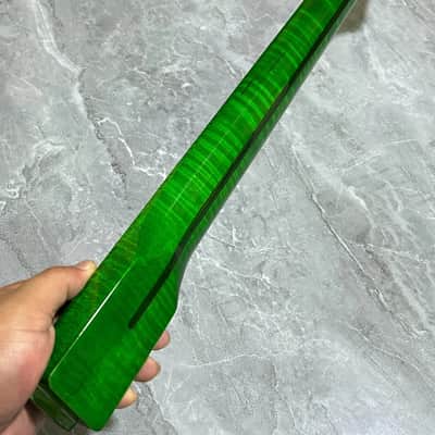 6 string 22 fret Gloss green flame Maple Electric guitar neck 25.5" Replacement image 1