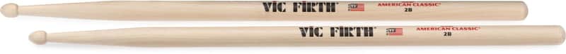 Vic Firth American Classic Drumsticks - 2B - Wood Tip (5-pack) Bundle image 1