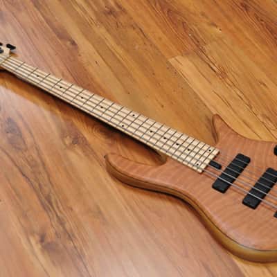 Fodera Monarch Std Special Doctorbass Edition Bird's eye Maple 5 string 19mm spacing - Figured Redwood top image 4