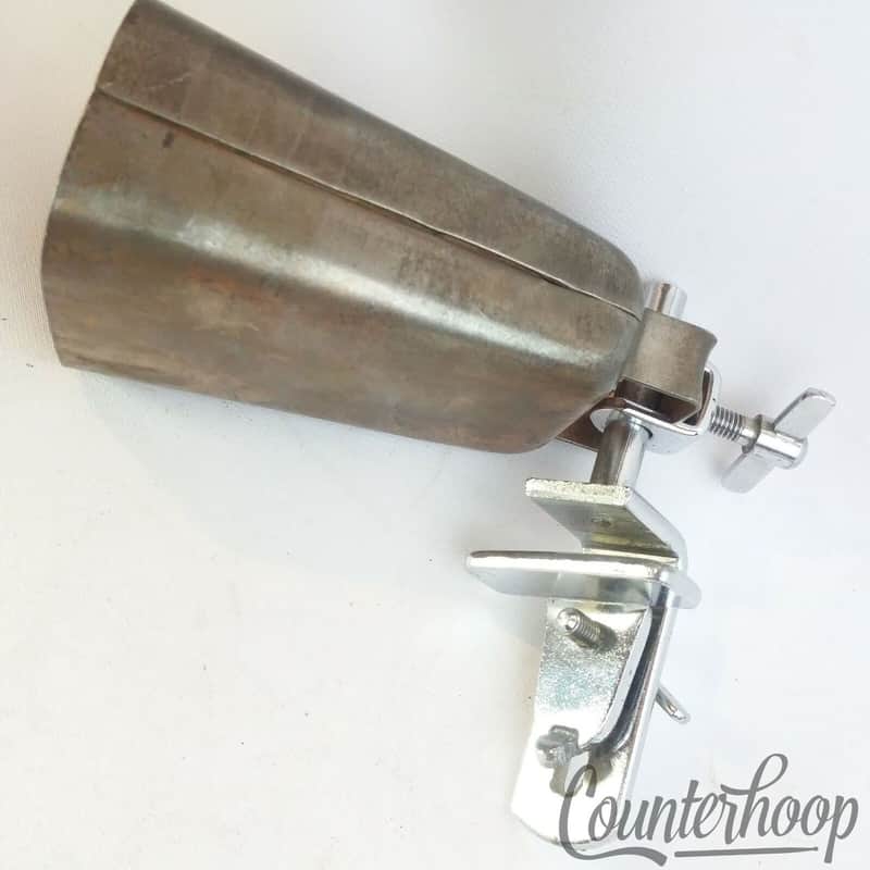 Slingerland 4" Copper Cowbell +Clamp-On Bass Drum Hoop Mount Rod Vintage 60s USA image 1
