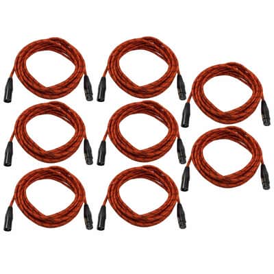 20 Foot 20' Female to Male XLR Microphone Mic Speaker Audio Cable Red 8 Pack image 1