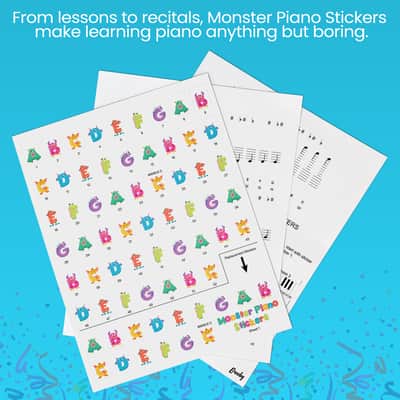 Crosby Monster Piano Stickers for Learning Piano or Keyboard - Transparent 88, 76, 61 & 49 Removable Key Set image 7