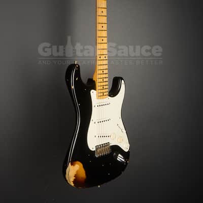 Fender Custom Shop 55 Stratocaster Heavy Relic Aged 2017 - Black Over Chocolate Two Tone Sunburst (COD 2136UG) image 8