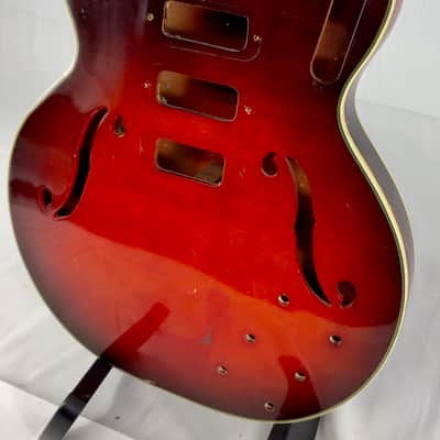 Harmony H-78 Hollow Body Electric Guitar Body  1964 Red Burst image 2