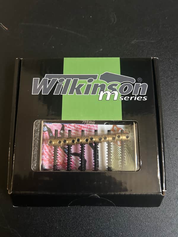 Wilkinson WOT02 54mm (2-1/8 inch) Vintage Telecaster Bridge Brass 6-Saddles for Fender Squier USA Import Tele TL Style Electric Guitar, Chrome image 1