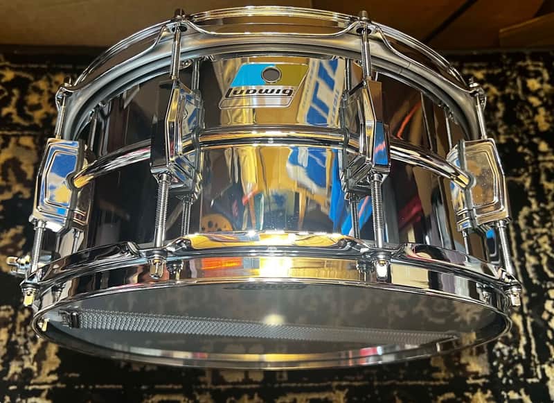 Ludwig LM402B Supraphonic 6.5x14" 10-Lug Aluminum Snare Drum - Chrome-Plated image 1