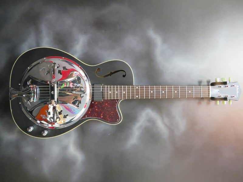 Washburn R60BCE Richie Owens Signature Resonator Matte Black image 1