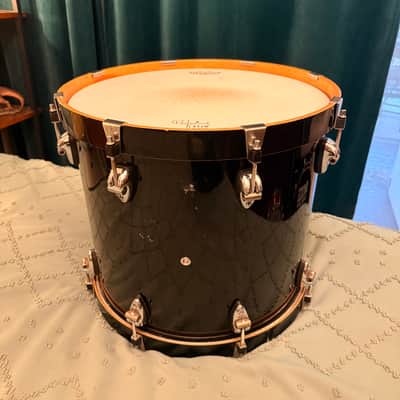 Ayotte Custom Piano black gloss wood hoop maple drum kit 22/12/14/16 image 18