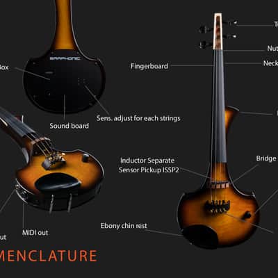 Cantini Earphonic Electric/Midi Violin "Occhietto" 4 Strings Tobacco Burst image 6