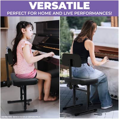 Liquid Stands Adjustable Backrest for Keyboard Bench - Compatible with MS1083 and MS1086 - Music Keyboard Bench Seat Accessory (Backrest Only) image 5