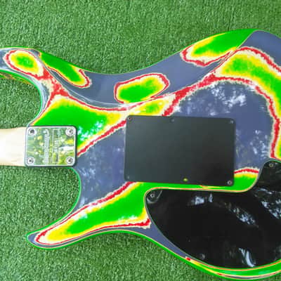 VINTAGE 90S MIJ JAPAN JACKSON DK CUSTOM FINISH PROJECT SUPER STRAT DINKY HSS 22 JUMBO FRETS FLOYD ROSE 1990s ORIGINAL FACTORY CUSTOM TIE DYE FINISH image 7