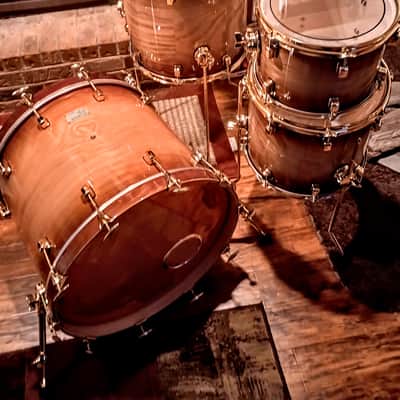 ODERY CUSTOM BRONZED ROOTBEER FADE-BRASS PLATED HDWE 6 PC SHELL PACK 10t, 12t, 13sd, 14ft, 16ft, 22"b image 11