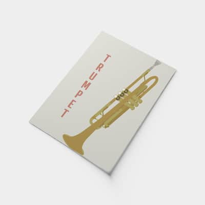 Trumpet Instrument Print - Jazz Music Poster, Music Studio Decor, Brass Instruments, A3 Size image 4