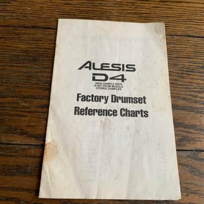 ALESIS D4 FACTORY DRUMSET REFERENCE CHARTS-  MAKE OFFER!