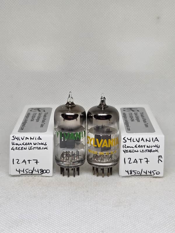 Sylvania 12AT7 Gray Wing-Style Plates Matched (78.2%) Pair NOS ECC81 12AT7 12AT7WB image 1