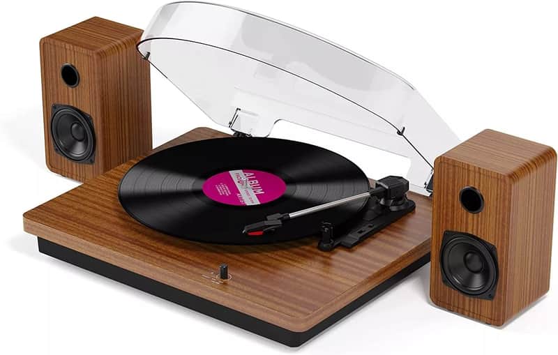 Bluetooth Vinyl Record Player Turntable with Built-In Speakers, USB & MP3 Conversion image 1