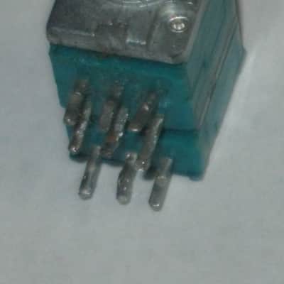 used (is fine & works) Boss MIDDLE / MID FREQ potentiometer [ upper part : 50 30C 04 5F / lower part: 10 4w 04 5F ] + nut and two piece knob (controls) taken off of MT-2 Metal Zone (pedal NOT included) 2000s / 2010 (teal rectangle shape, stacked) image 23
