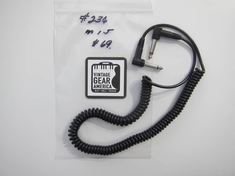 Teisco Del Rey Curly or Coil Cord Guitar Cable MIJ Authentic Vintage Accessory Case Candy Circa-1960s-1970s-Black image 1