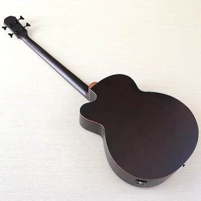 Fretless 4 String Acoustic Electric Bass, Sapele Body with Okoyme Wood Neck image 3