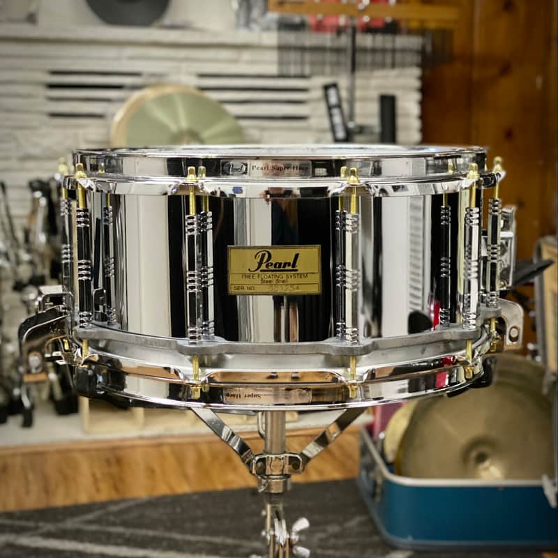 Pearl 5x14 Free Floating Steel Snare Drum – 1st Gen 1980s image 1