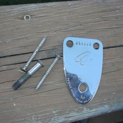 1972 Fender Stratocaster or Jazz Bass serial number neck plate with original screws. image 2