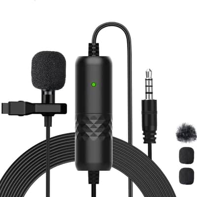 Lavalier Microphone Omnidirectional Lapel Mic 6M/ 19.7ft Cable Recording for Smartphones Camera Laptop PC for Interview YouTube Vlog Live Streamings image 1