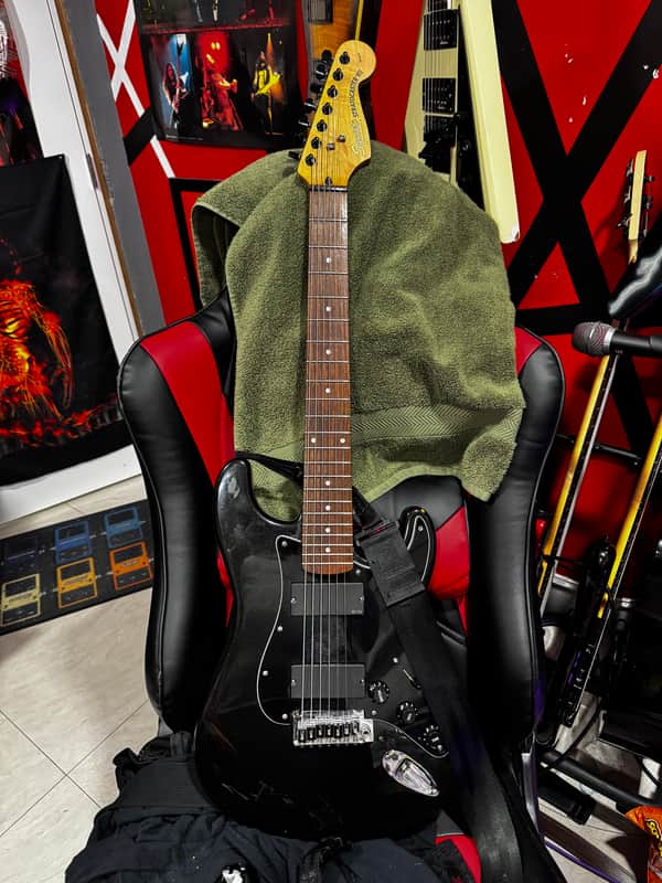 Squier Standard Double Fat Stratocaster 7-String 2001 - 2003 - Black Metallic image 1