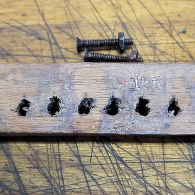 Vintage RARE 1960's Regal Kay Harmony Acoustic Guitar Wood Bridge Tailpiece with Installation bolts Luthier Parts image 5