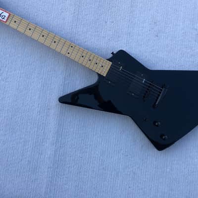 Left Handed Black Explorer Style Guitar, Basswood Body, Maple Neck image 2