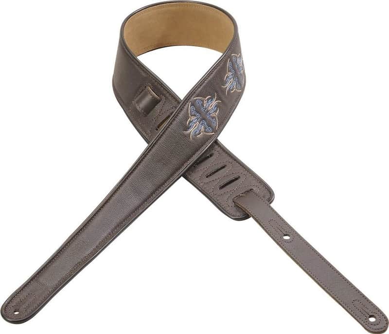 Levy's Guitar Strap MG62E05-DBR, 2.5' Tapering to 1' Garment Leather, Dark Brown image 1