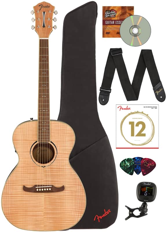 Fender FA-235E Flame Maple Top Concert Acoustic-Electric Guitar - Natural w/ Strap image 1