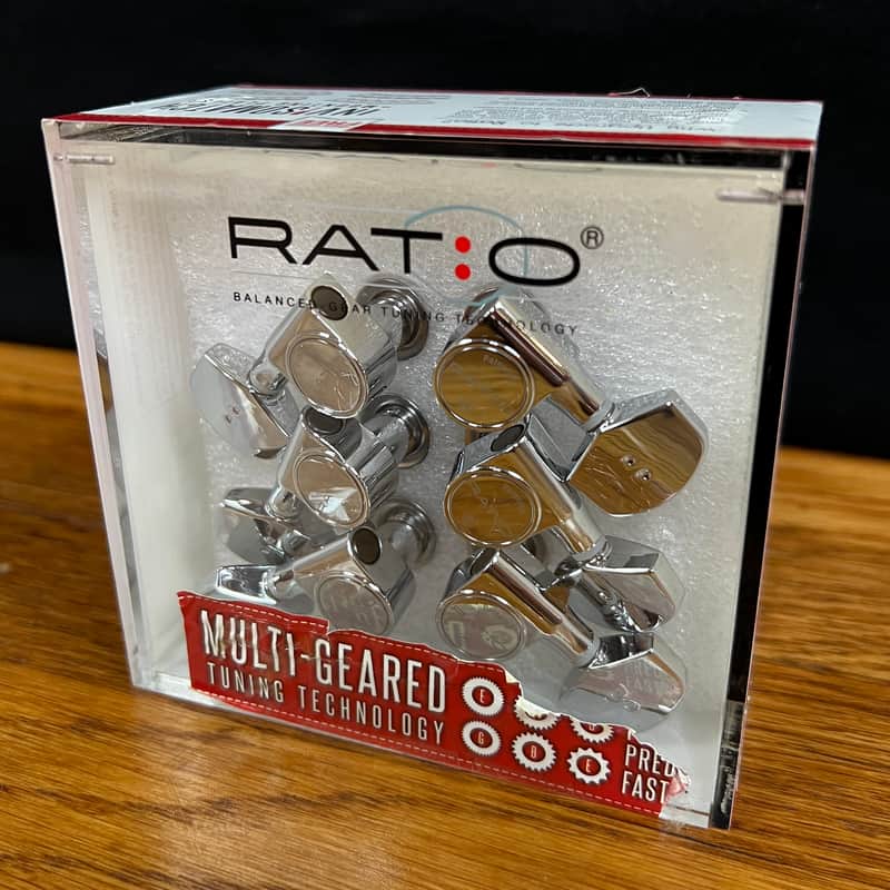 Graph Tech PRN-2411-C0 Ratio-Tuned 2-Pin Contemporary Acoustic Guitar Tuning Machine Heads 3x3 - Chrome image 1