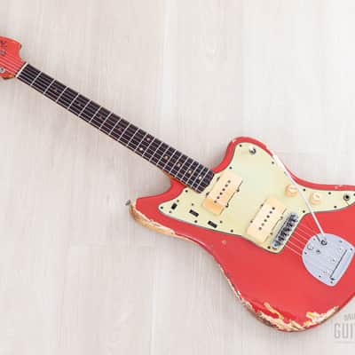 1963 Fender Jazzmaster Pre-CBS Vintage Guitar Fiesta Red w/ Blonde Case image 12