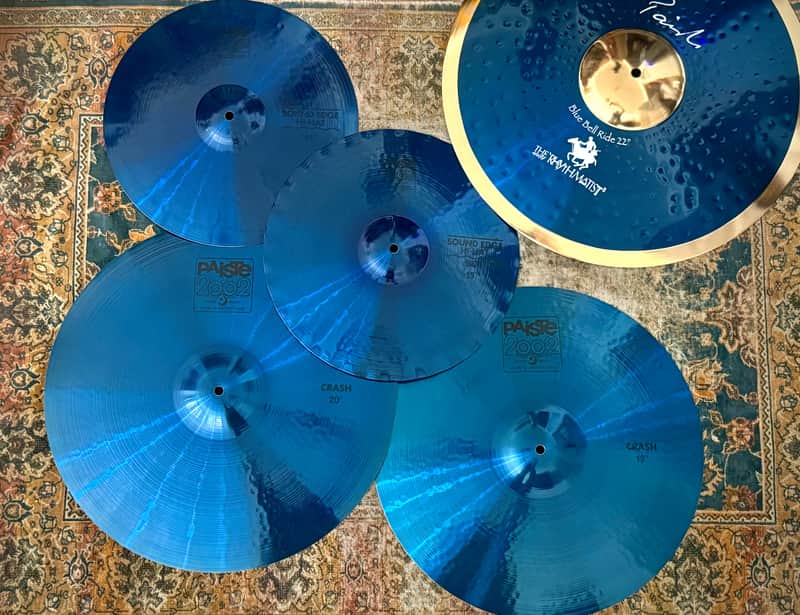 Unique Paiste ONE Of A KIND Custom Blue 2002 15" Sound Edge Hihats, 19" Crash, 20" Crash SET... With Black Labels!!!!!!! image 1