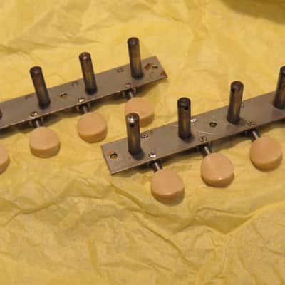 vintage 1800's early 1900's vintage mandolin tuners striped catalin/bone/ivory buttons image 7