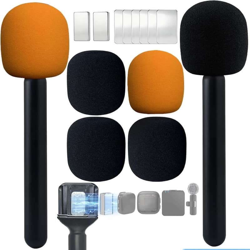 2PCS Mic Holder for DJI Mic Mini/2/3, Mic Handle for Rode, Universal Magnetic Microphone Holder for Hollyland Lark/All Wireless Lavalier, Microphone Handle for Vlogging, Interview,Tik Tok, Podcast image 1