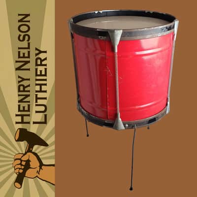Pair of 1960s Noble & Cooley Tin Toy Tom + Floor Tom Drum - Red Steel w/Legs image 6