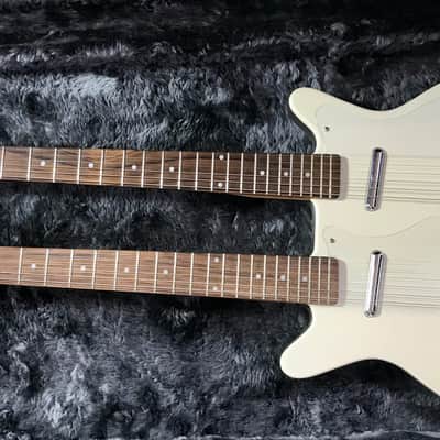 1993 Danelectro 6 / 12 Double Neck Solidbody Electric White Sparkle with case image 7