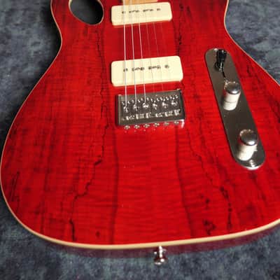 Fender Hollow Body Telecaster Partscaster P90 Special Natural Red Spalted Maple Flame top image 3