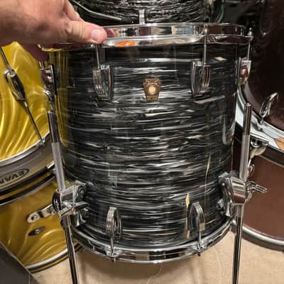 Ludwig Black oyster pearl 14 x 14 classic maple floor Tom Drum image 1