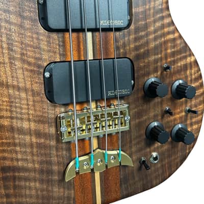 Alembic Stanley Clarke "Brown Bass", Flame Walnut with Ebony, BLUE LEDS *IN STOCK*** image 8