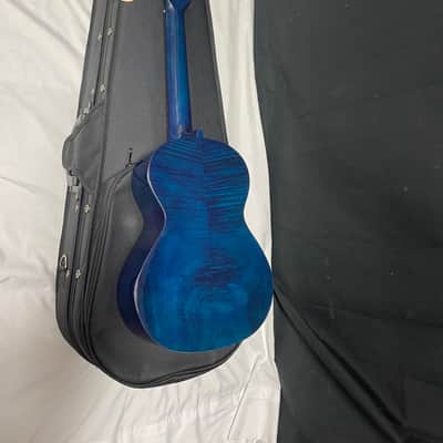 Oscar Schmidt OU2TFTBL-A Tenor Flame Mahogany Ukulele NEW uke Blue OU2 w/ lightweight case-Blemished image 5