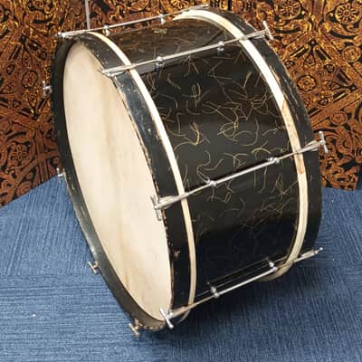 Vintage Lafleur Piccadilly 28″x12″ Bass Drum 1930s – Black with Glitter Strand image 6