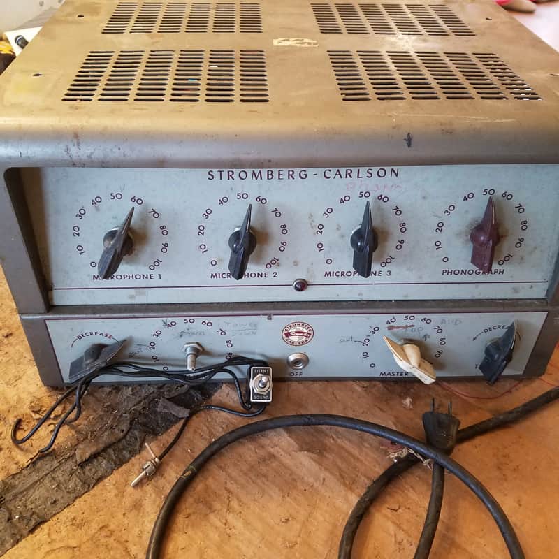 Stromberg-Carlson AU35 AU-35 Tube PA Amp Pre Mixer 30 Watts Mono HUGE 1950s - Grey Steel image 1