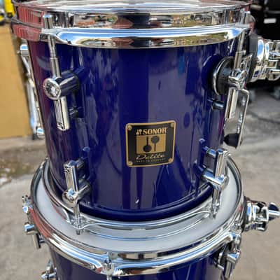 Sonor Delite 22-10-12-14 Drum Set- Jewel Blue Vintage Maple Shells image 9